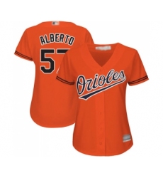 Women's Baltimore Orioles #57 Hanser Alberto Replica Orange Alternate Cool Base Baseball Jersey