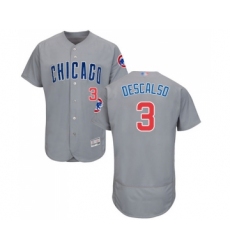 Men's Chicago Cubs #3 Daniel Descalso Grey Road Flex Base Authentic Collection Baseball Jersey