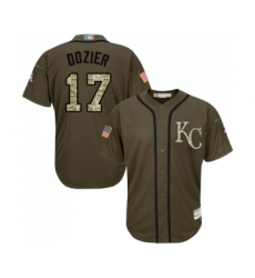 Youth Kansas City Royals #17 Hunter Dozier Authentic Green Salute to Service Baseball Jersey