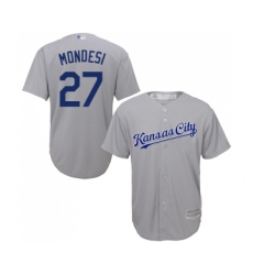Youth Kansas City Royals #27 Adalberto Mondesi Replica Grey Road Cool Base Baseball Jersey