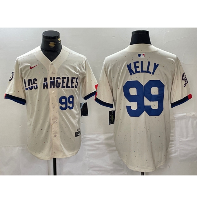 Men's Los Angeles Dodgers #99 Joe Kelly Number Cream 2024 City Connect Limited Stitched Jerseys