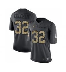 Men's San Francisco 49ers #32 Tevin Coleman Limited Black 2016 Salute to Service Football Jersey