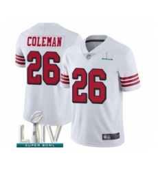 Youth San Francisco 49ers #26 Tevin Coleman Limited White Rush Vapor Untouchable Super Bowl LIV Bound Football Jersey