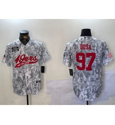 Men's San Francisco 49ers #97 Nick Bosa Arctic Camo 2024 Salute to Service Stitched Baseball Jersey