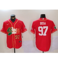 Men's San Francisco 49ers #97 Nick Bosa Red With Cool Base Stitched Baseball Jerseys