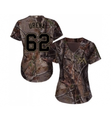 Women's Miami Marlins #62 Jose Urena Authentic Camo Realtree Collection Flex Base Baseball Jersey