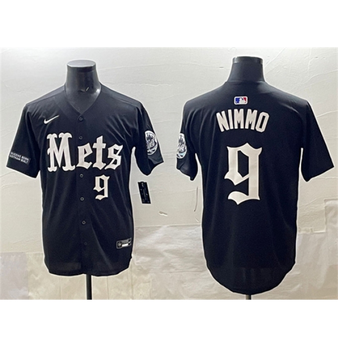 Men's New York Mets #9 Brandon Nimmo Black 'Gotham Gothic Edition' Vapor Premier Limited Stitched Baseball Jersey