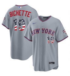Men's New York Mets #19 Bo Bichette Gray USA 250 Fourth of July Home Stitched Baseball Jersey