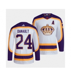 Men's Los Angeles Kings #24 Phillip Danault White 2022 Reverse Retro Stitched Jersey