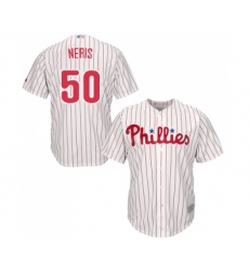 Youth Philadelphia Phillies #50 Hector Neris Replica White Red Strip Home Cool Base Baseball Jersey