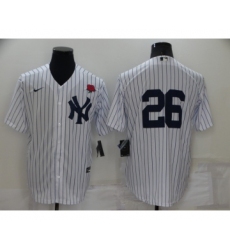 Men's New York Yankees #26 DJ LeMahieu White No Name Stitched Rose Nike Cool Base Throwback Jersey
