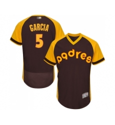 Men's San Diego Padres #5 Greg Garcia Brown Alternate Cooperstown Authentic Collection Flex Base Baseball Jersey