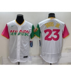 Men's San Diego Padres #23 Fernando Tatis Jr White 2022 City Connect Flex Base Stitched Jersey