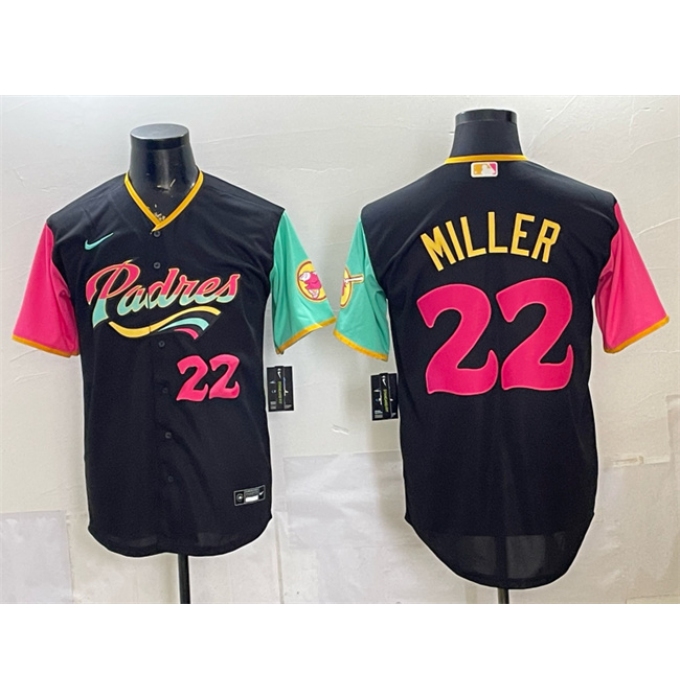 Men's San Diego Padres #22 Mason Miller 2022 Black City Connect Cool Base Stitched Baseball Jersey