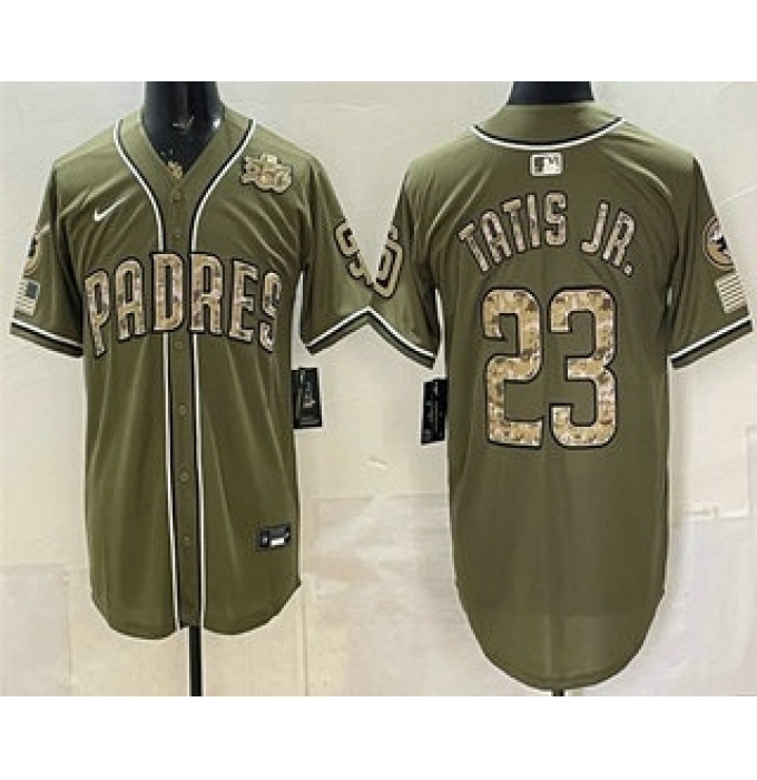 Men's San Diego Padres #23 Fernando Tatis Jr Olive 2026 Armed Forces Day Jersey