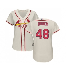 Women's St. Louis Cardinals #48 Harrison Bader Replica Cream Alternate Cool Base Baseball Jersey