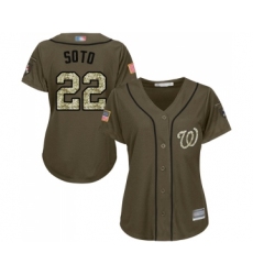 Women's Washington Nationals #22 Juan Soto Authentic Green Salute to Service Baseball Jersey