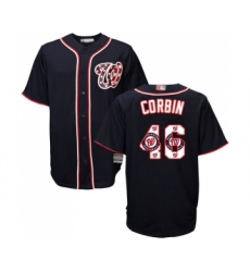 Men's Washington Nationals #46 Patrick Corbin Authentic Navy Blue Team Logo Fashion Cool Base Baseball Jersey