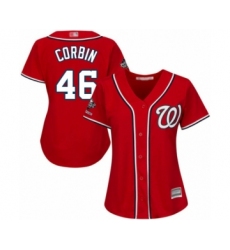 Women's Washington Nationals #46 Patrick Corbin Authentic Red Alternate 1 Cool Base 2019 World Series Champions Baseball Jersey
