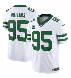 Men's New York Jets #95 Quinnen Williams White 2024 F.U.S.E. With 2-Star C Vapor Limited Throwback Stitched Football Jersey