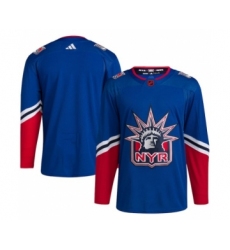 Men's New York Rangers Blank Blue 2022-23 Reverse Retro Stitched Jersey