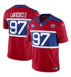 Men's New York Giants #97 Dexter Lawrence II Red 2024 F.U.S.E. Alternate With 3-Star C And 100TH Season Vapor Untouchable Limited Stitched Jersey