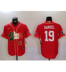 Men's San Francisco 49ers#19 Deebo Samuel Red With Cool Base Stitched Baseball Jersey