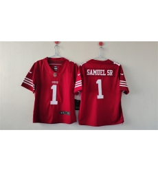 Women's San Francisco 49ers #1 Deebo Samuel Sr. Red Football Stitched Jersey(Run Small)