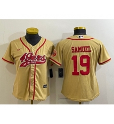 Women's San Francisco 49ers #19 Deebo Samuel Gold With Patch Cool Base Stitched Baseball Jersey