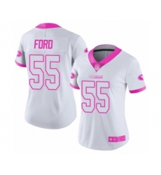 Women's San Francisco 49ers #55 Dee Ford Limited White Pink Rush Fashion Football Jersey
