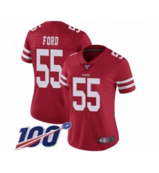 Women's San Francisco 49ers #55 Dee Ford Red Team Color Vapor Untouchable Limited Player 100th Season Football Jersey