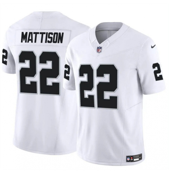 Men's Las Vegas Raiders #22 Alexander Mattison White 2024 F.U.S.E. Vapor Football Stitched Jersey