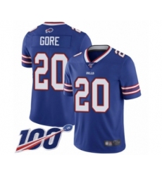 Men's Buffalo Bills #20 Frank Gore Royal Blue Team Color Vapor Untouchable Limited Player 100th Season Football Jersey