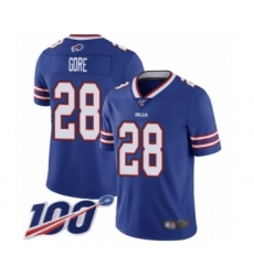 Men's Buffalo Bills #28 Frank Gore Royal Blue Team Color Vapor Untouchable Limited Player 100th Season Football Jersey