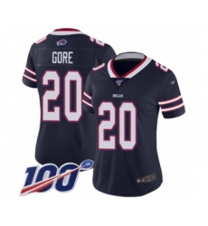 Women's Buffalo Bills #20 Frank Gore Limited Navy Blue Inverted Legend 100th Season Football Jersey