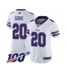 Women's Buffalo Bills #20 Frank Gore White Vapor Untouchable Limited Player 100th Season Football Jersey