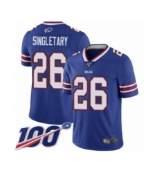 Men's Buffalo Bills #26 Devin Singletary Royal Blue Team Color Vapor Untouchable Limited Player 100th Season Football Jersey
