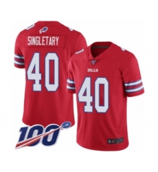 Men's Buffalo Bills #40 Devin Singletary Limited Red Rush Vapor Untouchable 100th Season Football Jersey