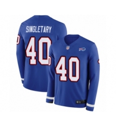 Men's Buffalo Bills #40 Devin Singletary Limited Royal Blue Therma Long Sleeve Football Jersey
