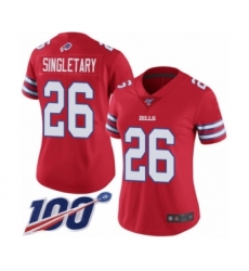 Women's Buffalo Bills #26 Devin Singletary Limited Red Rush Vapor Untouchable 100th Season Football Jersey