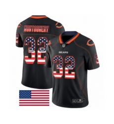 Men's Chicago Bears #32 David Montgomery Limited Black Rush USA Flag Football Jersey