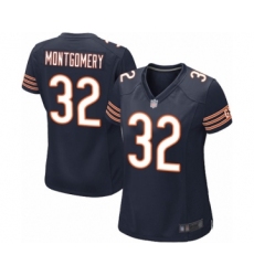 Women's Chicago Bears #32 David Montgomery Game Navy Blue Team Color Football Jersey