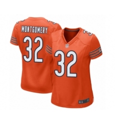 Women's Chicago Bears #32 David Montgomery Game Orange Alternate Football Jersey