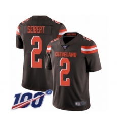 Men's Cleveland Browns #2 Austin Seibert Brown Team Color Vapor Untouchable Limited Player 100th Season Football Jersey