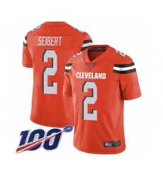 Men's Cleveland Browns #2 Austin Seibert Orange Alternate Vapor Untouchable Limited Player 100th Season Football Jersey