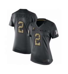 Women's Cleveland Browns #2 Austin Seibert Limited Black 2016 Salute to Service Football Jersey