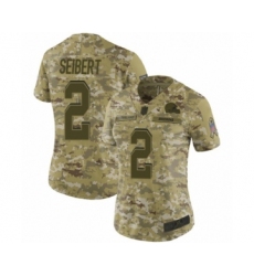Women's Cleveland Browns #2 Austin Seibert Limited Camo 2018 Salute to Service Football Jersey