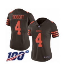 Women's Cleveland Browns #4 Austin Seibert Limited Brown Rush Vapor Untouchable 100th Season Football Jersey