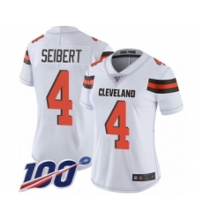 Women's Cleveland Browns #4 Austin Seibert White Vapor Untouchable Limited Player 100th Season Football Jersey