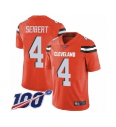 Youth Cleveland Browns #4 Austin Seibert Orange Alternate Vapor Untouchable Limited Player 100th Season Football Jersey